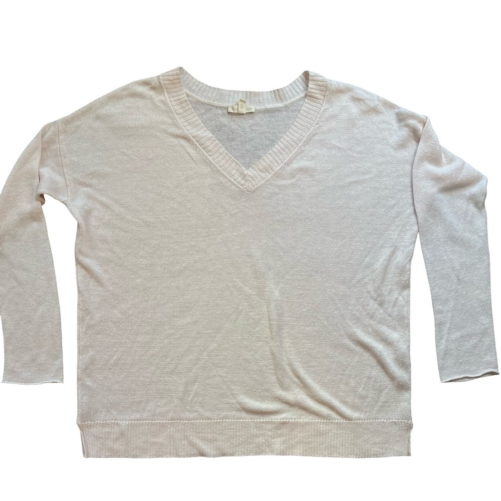 Eileen Fisher Soft Baby Pink V-Neck Sweater Small